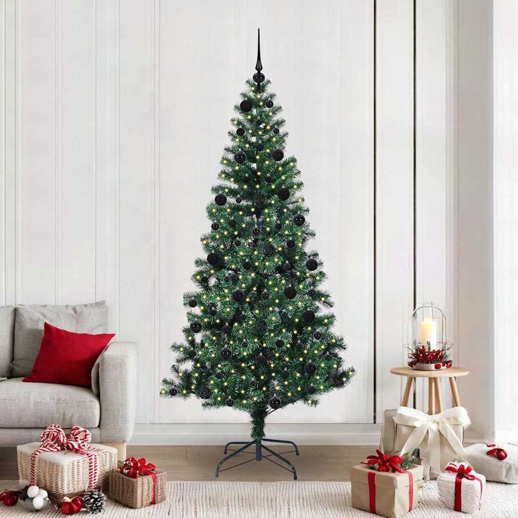 Vidaxx künstlicher beleuchteter Weihnachtsbaum grün 210 cm PVC und Metall