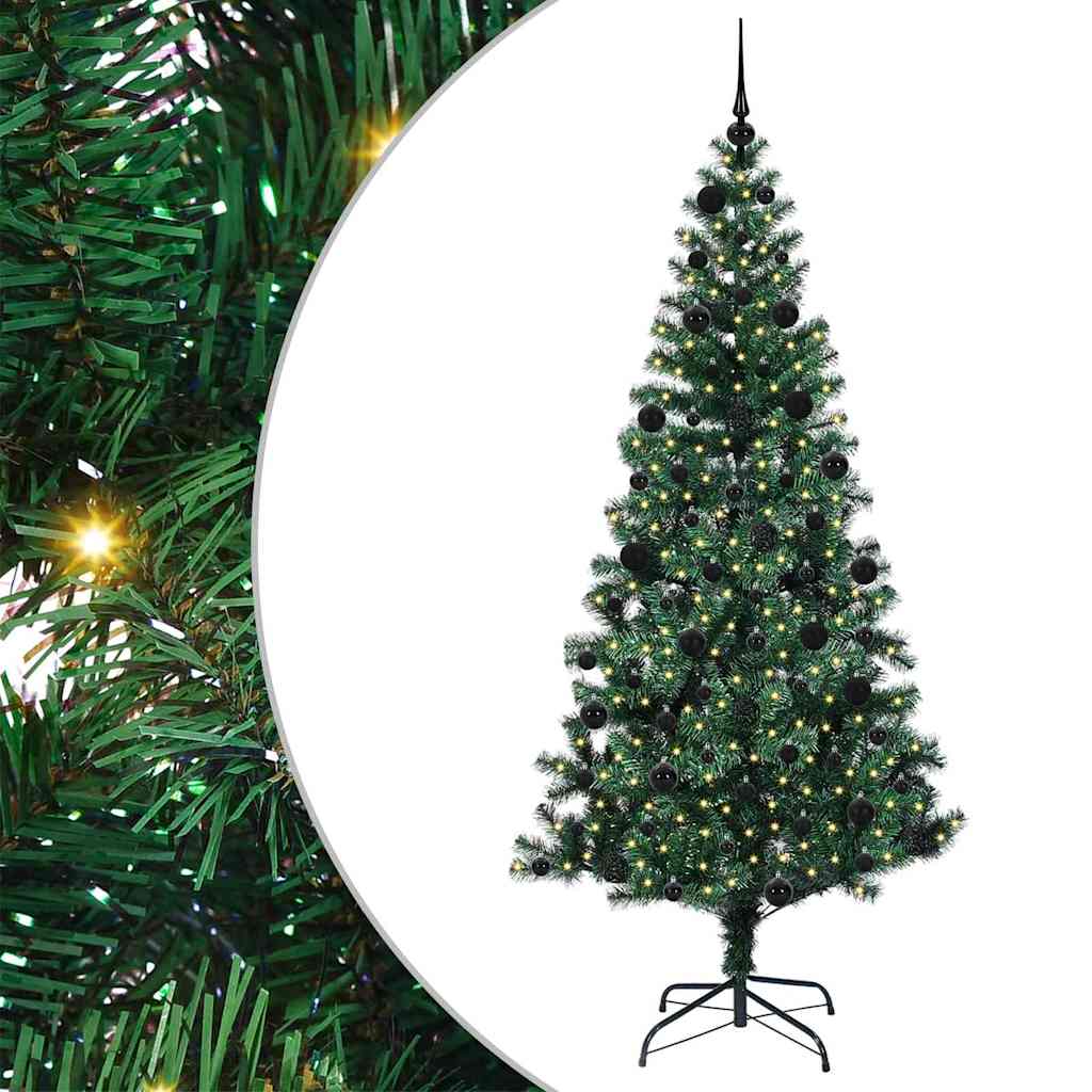 Vidaxx künstlicher beleuchteter Weihnachtsbaum grün 210 cm PVC und Metall