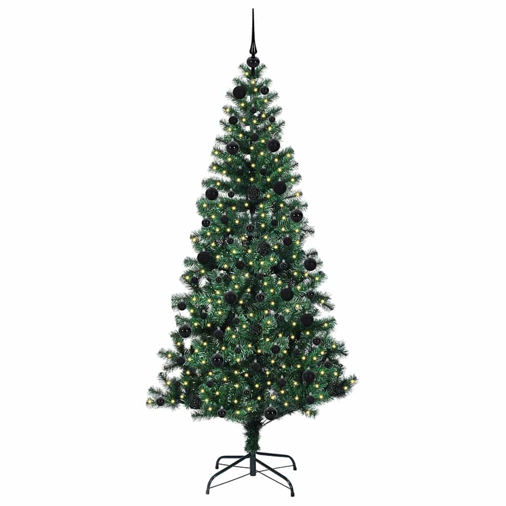 Vidaxx künstlicher beleuchteter Weihnachtsbaum grün 210 cm PVC und Metall