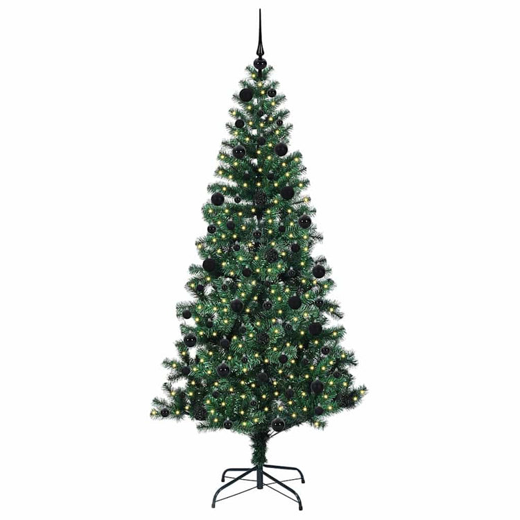 Vidaxx künstlicher beleuchteter Weihnachtsbaum grün 210 cm PVC und Metall