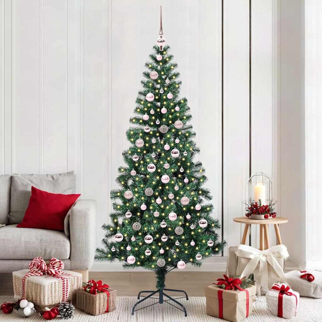 Vidaxx künstlicher beleuchteter Weihnachtsbaum grün 210 cm PVC und Metall