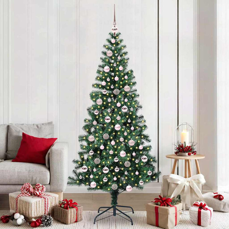 Vidaxx künstlicher beleuchteter Weihnachtsbaum grün 210 cm PVC und Metall
