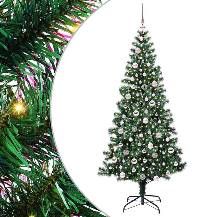 Vidaxx künstlicher beleuchteter Weihnachtsbaum grün 210 cm PVC und Metall