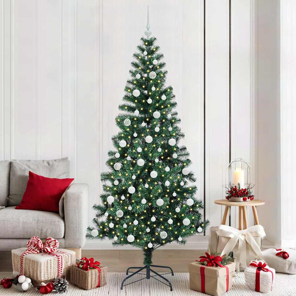 Vidaxx künstlicher beleuchteter Weihnachtsbaum grün 210 cm PVC und Metall