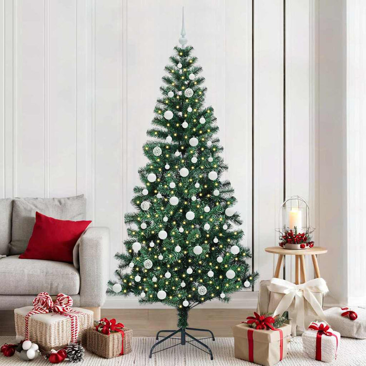 Vidaxx künstlicher beleuchteter Weihnachtsbaum grün 210 cm PVC und Metall