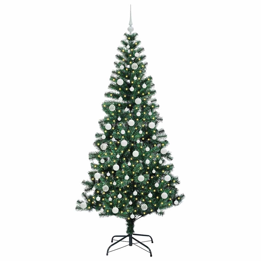 Vidaxx künstlicher beleuchteter Weihnachtsbaum grün 210 cm PVC und Metall