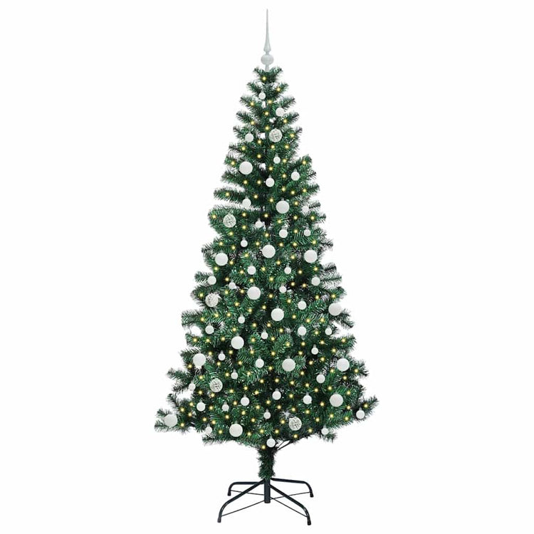 Vidaxx künstlicher beleuchteter Weihnachtsbaum grün 210 cm PVC und Metall
