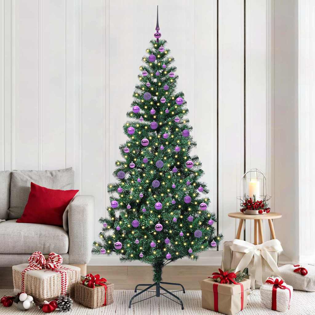 Vidaxx künstlicher beleuchteter Weihnachtsbaum grün 210 cm PVC und Metall