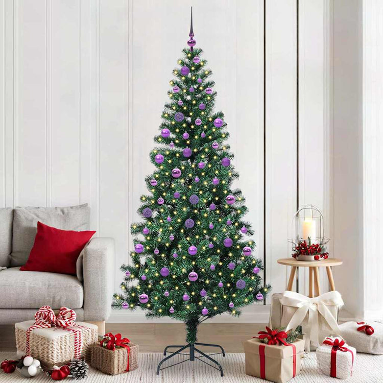 Vidaxx künstlicher beleuchteter Weihnachtsbaum grün 210 cm PVC und Metall