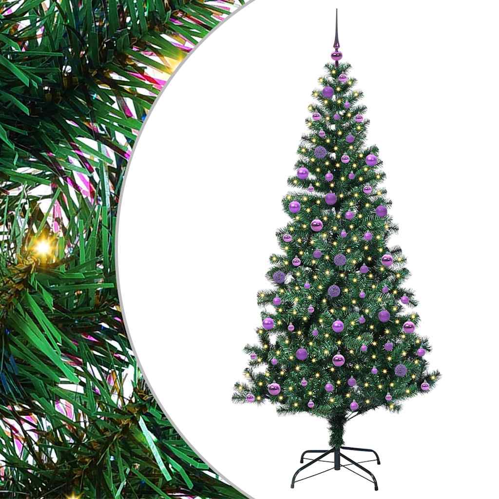 Vidaxx künstlicher beleuchteter Weihnachtsbaum grün 210 cm PVC und Metall