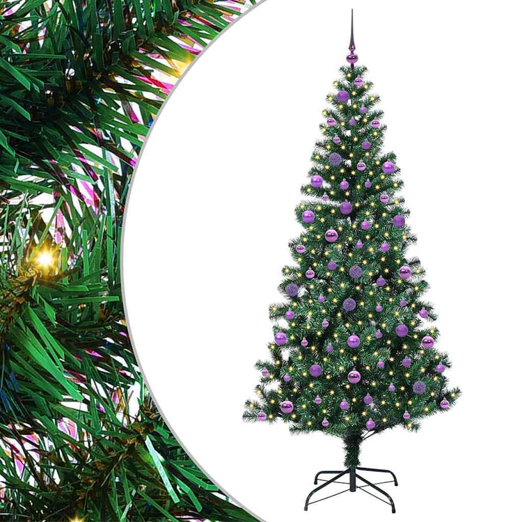 Vidaxx künstlicher beleuchteter Weihnachtsbaum grün 210 cm PVC und Metall