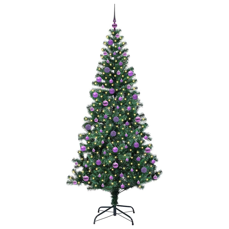 Vidaxx künstlicher beleuchteter Weihnachtsbaum grün 210 cm PVC und Metall
