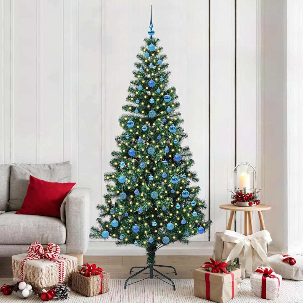 Vidaxx künstlicher beleuchteter Weihnachtsbaum grün 210 cm PVC und Metall
