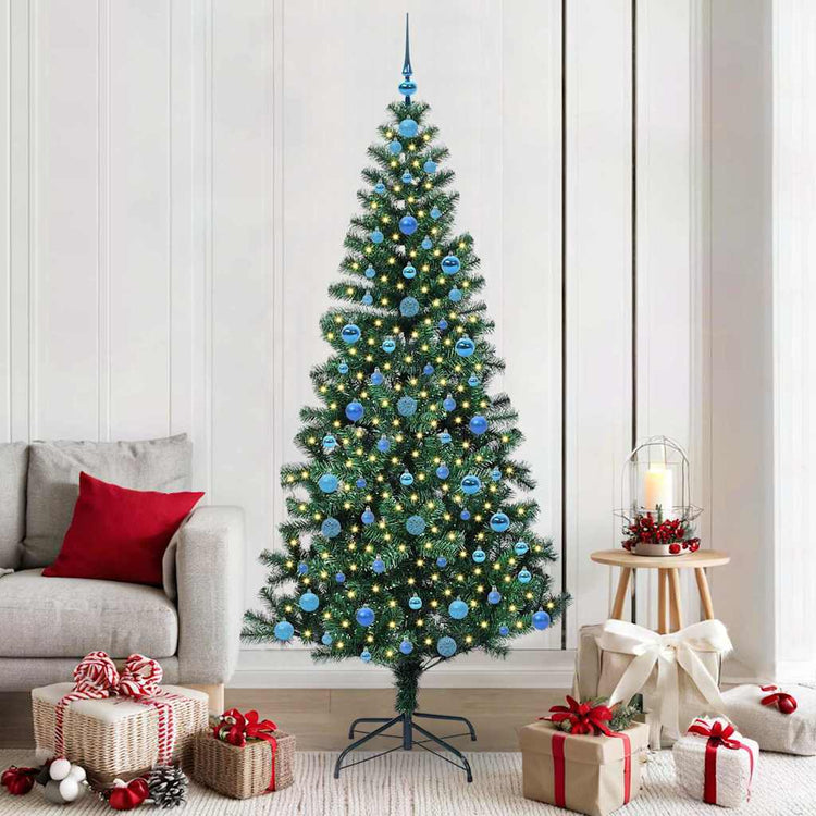 Vidaxx künstlicher beleuchteter Weihnachtsbaum grün 210 cm PVC und Metall