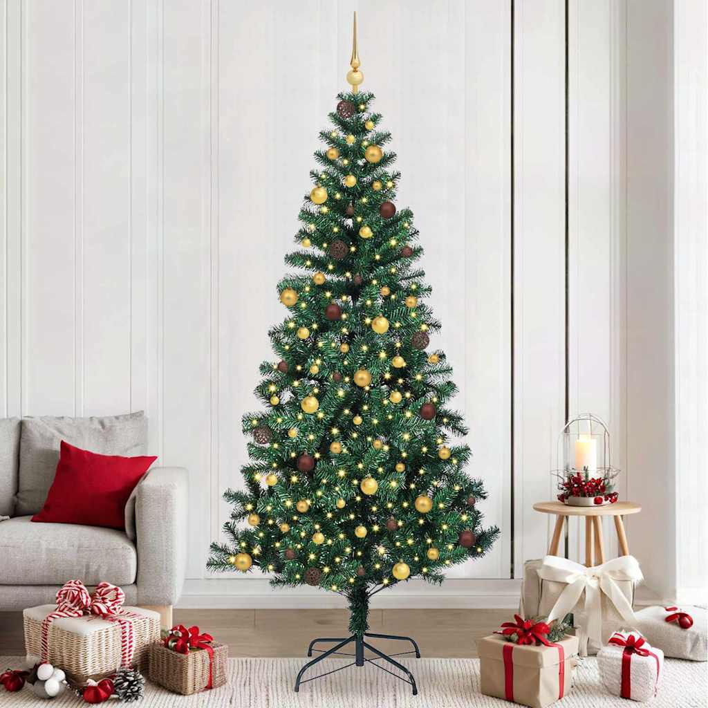 Vidaxx künstlicher beleuchteter Weihnachtsbaum grün 240 cm PVC und Metall