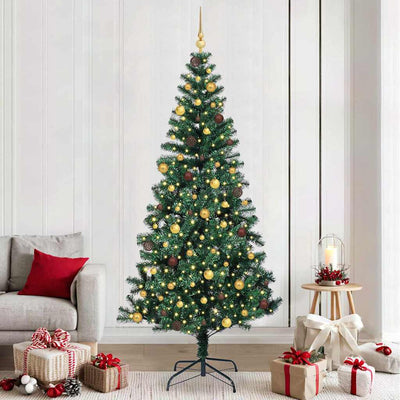 Vidaxx künstlicher beleuchteter Weihnachtsbaum grün 240 cm PVC und Metall