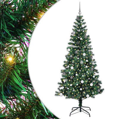 Vidaxx künstlicher beleuchteter Weihnachtsbaum grün 240 cm PVC und Metall
