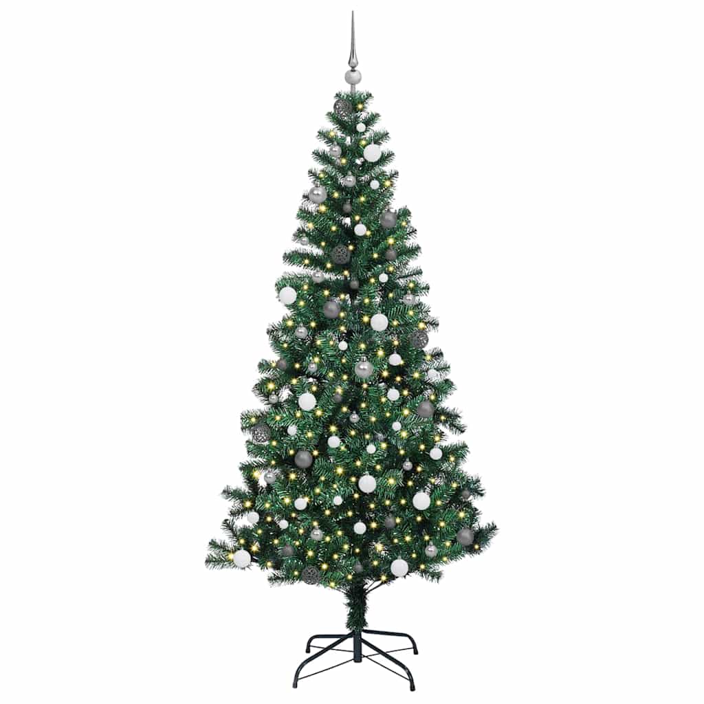 Vidaxx künstlicher beleuchteter Weihnachtsbaum grün 240 cm PVC und Metall