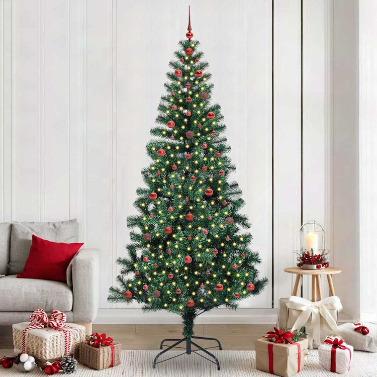 Vidaxx künstlicher beleuchteter Weihnachtsbaum grün 240 cm PVC und Metall