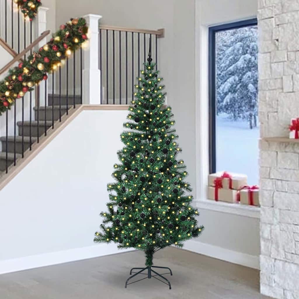 Vidaxx künstlicher beleuchteter Weihnachtsbaum grün 240 cm PVC und Metall