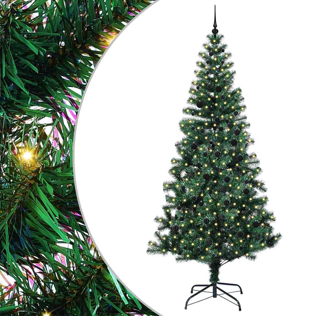 Vidaxx künstlicher beleuchteter Weihnachtsbaum grün 240 cm PVC und Metall
