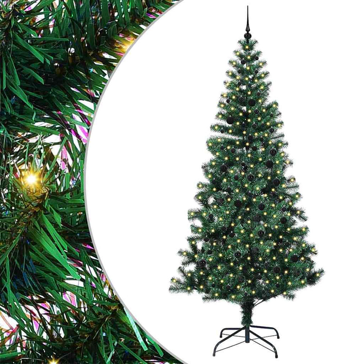 Vidaxx künstlicher beleuchteter Weihnachtsbaum grün 240 cm PVC und Metall