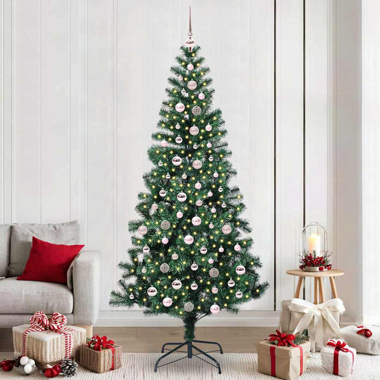 Vidaxx künstlicher beleuchteter Weihnachtsbaum grün 240 cm PVC und Metall