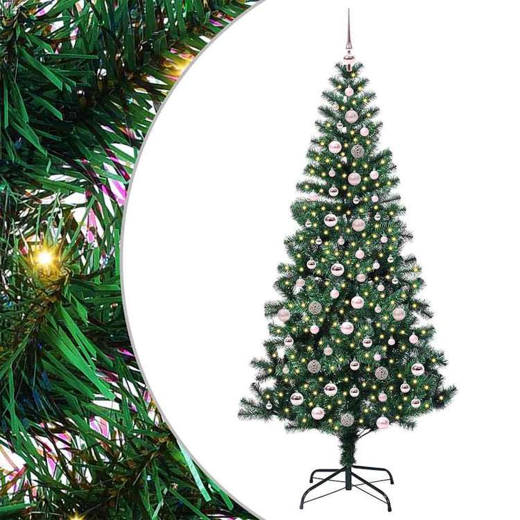 Vidaxx künstlicher beleuchteter Weihnachtsbaum grün 240 cm PVC und Metall
