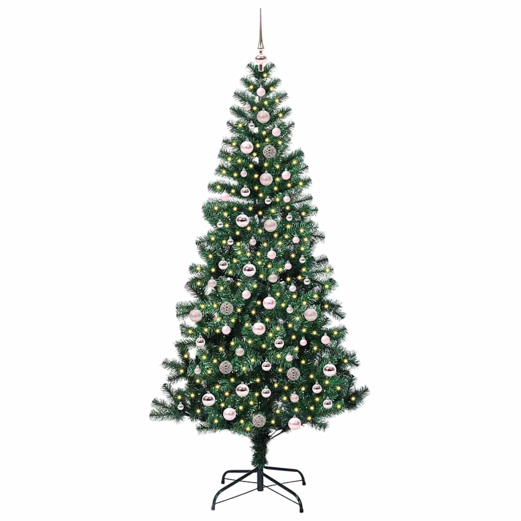 Vidaxx künstlicher beleuchteter Weihnachtsbaum grün 240 cm PVC und Metall