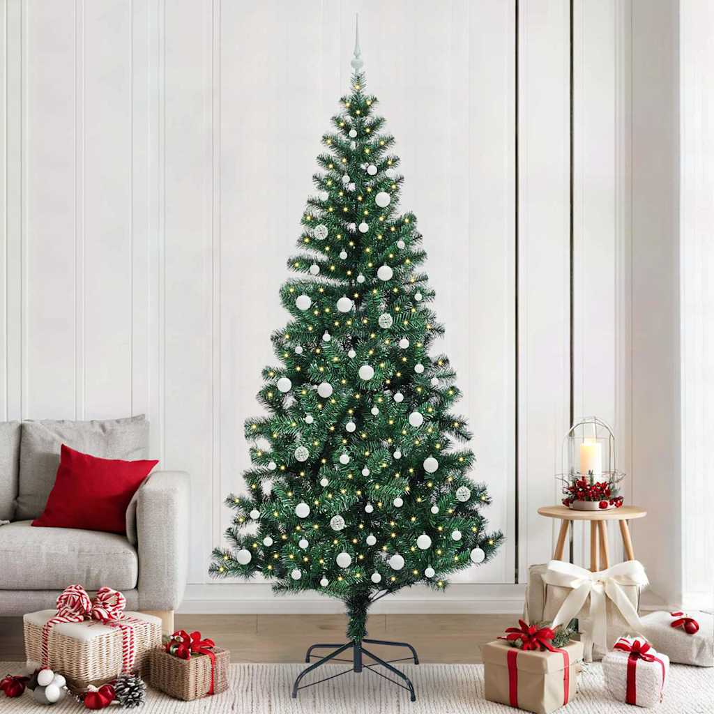 Vidaxx künstlicher beleuchteter Weihnachtsbaum grün 240 cm PVC und Metall