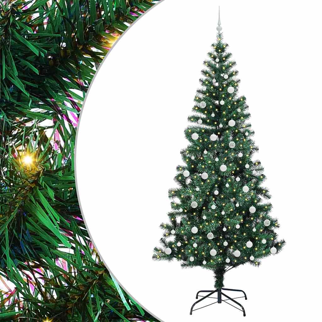 Vidaxx künstlicher beleuchteter Weihnachtsbaum grün 240 cm PVC und Metall