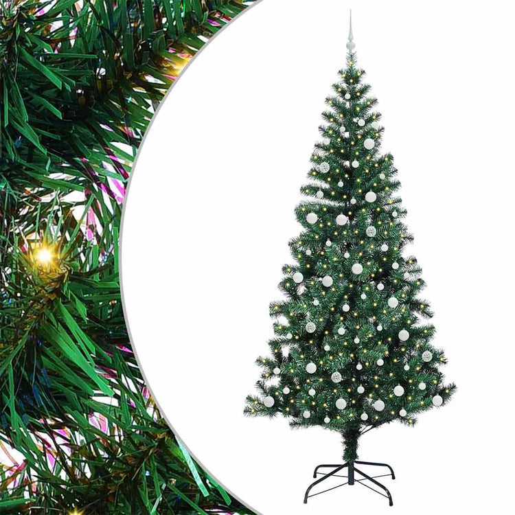 Vidaxx künstlicher beleuchteter Weihnachtsbaum grün 240 cm PVC und Metall