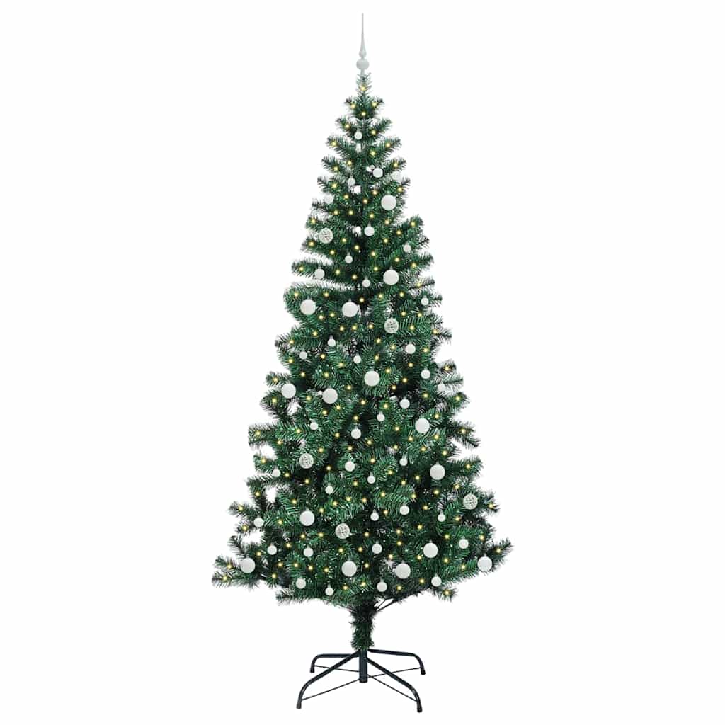 Vidaxx künstlicher beleuchteter Weihnachtsbaum grün 240 cm PVC und Metall