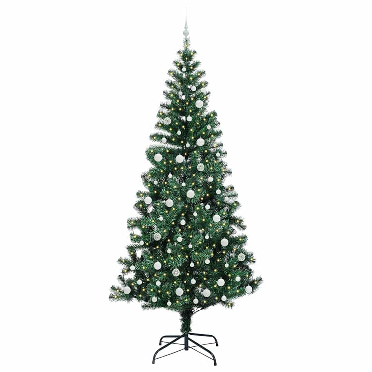 Vidaxx künstlicher beleuchteter Weihnachtsbaum grün 240 cm PVC und Metall