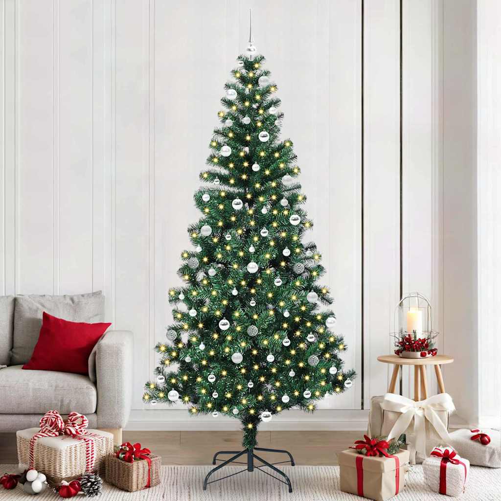 Vidaxx künstlicher beleuchteter Weihnachtsbaum grün 240 cm PVC und Metall