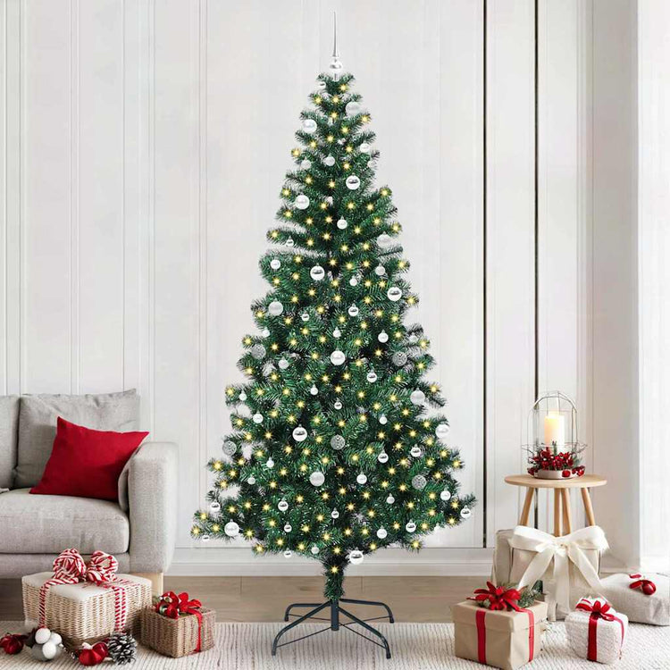 Vidaxx künstlicher beleuchteter Weihnachtsbaum grün 240 cm PVC und Metall