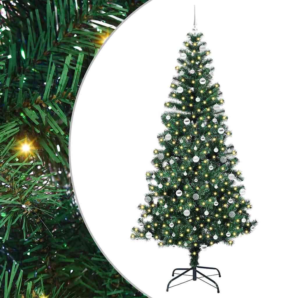 Vidaxx künstlicher beleuchteter Weihnachtsbaum grün 240 cm PVC und Metall