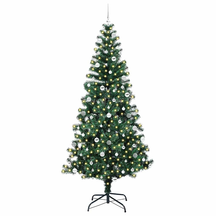 Vidaxx künstlicher beleuchteter Weihnachtsbaum grün 240 cm PVC und Metall