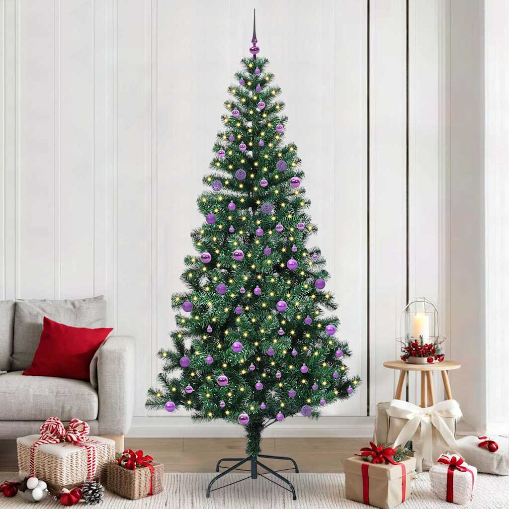 Vidaxx künstlicher beleuchteter Weihnachtsbaum grün 240 cm PVC und Metall
