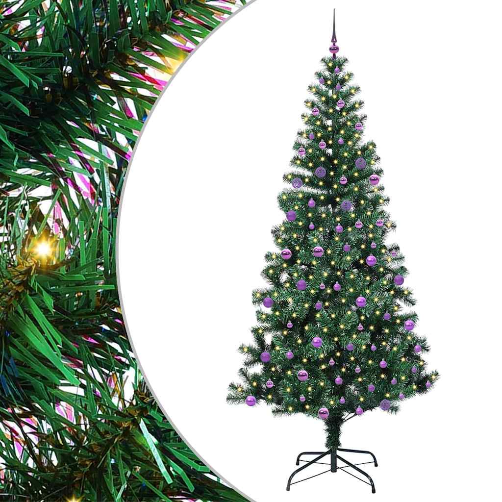 Vidaxx künstlicher beleuchteter Weihnachtsbaum grün 240 cm PVC und Metall