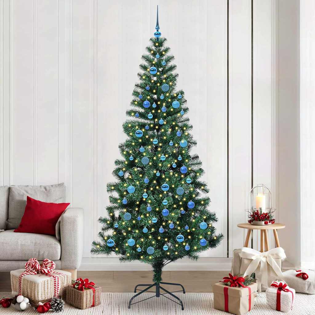 Vidaxx künstlicher beleuchteter Weihnachtsbaum grün 240 cm PVC und Metall
