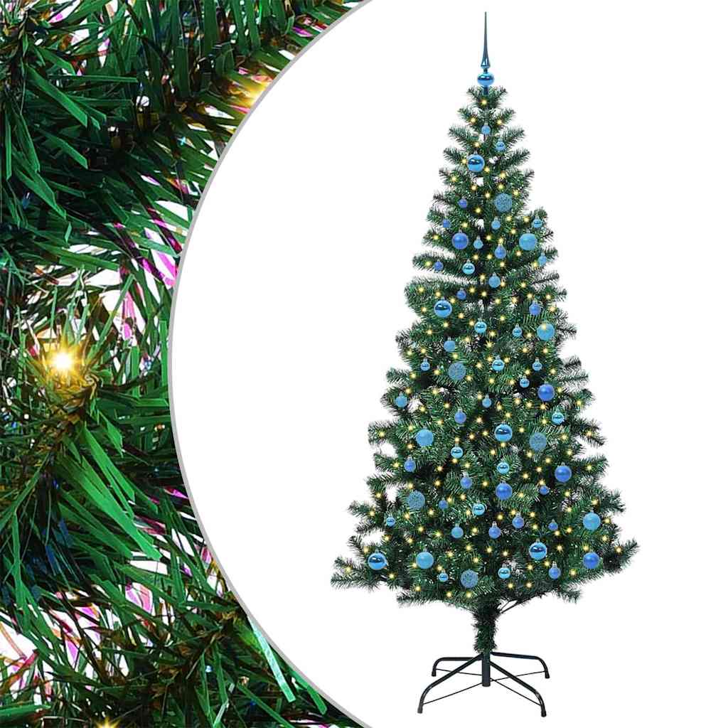 Vidaxx künstlicher beleuchteter Weihnachtsbaum grün 240 cm PVC und Metall