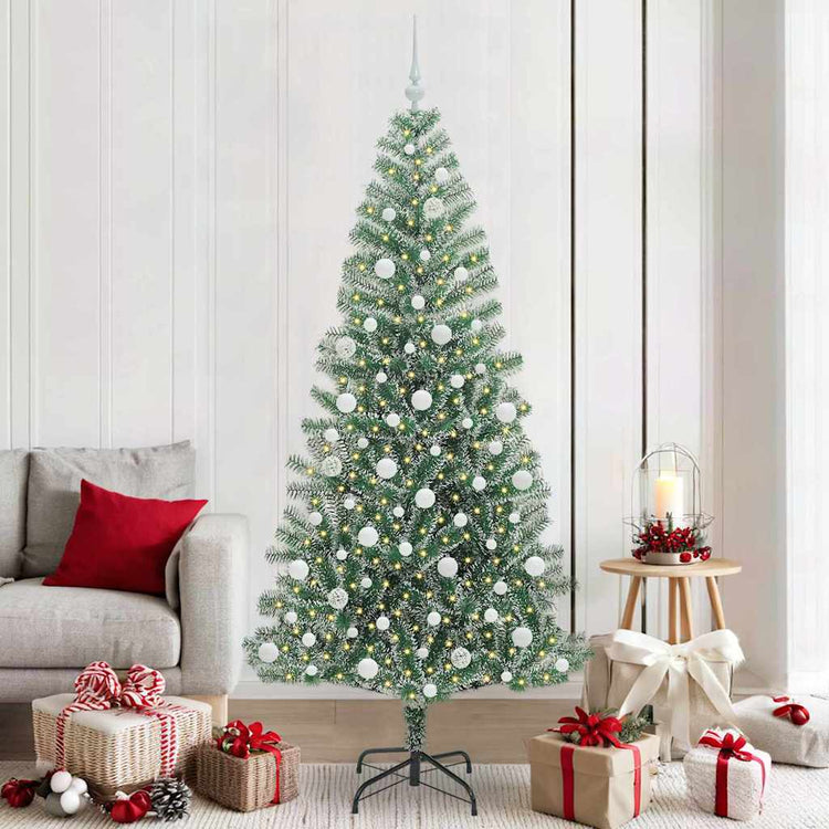 Vidaxx künstlicher Weihnachtsbaum Schnee geflochten mit LED-Licht 210 cm