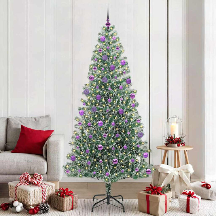 Vidaxx künstlicher Weihnachtsbaum Schnee geflochten mit LED-Licht 210 cm