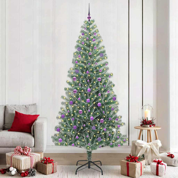 Vidaxx künstlicher Weihnachtsbaum Schnee geflochten mit LED-Licht 240 cm