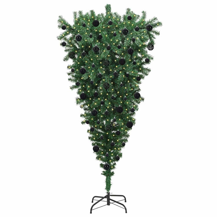 VidaXL umgedrehter künstlicher Weihnachtsbaum mit Kugelset grün 210 cm PVC