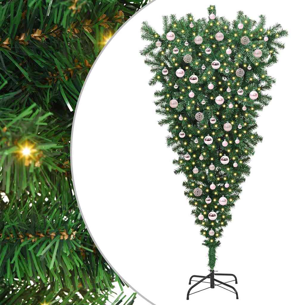 Vidaxx hängender künstlicher Weihnachtsbaum mit Kugelset grün 210 cm PVC