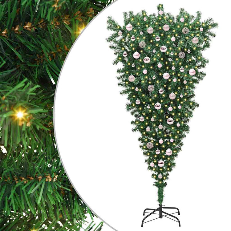 Vidaxx hängender künstlicher Weihnachtsbaum mit Kugelset grün 210 cm PVC