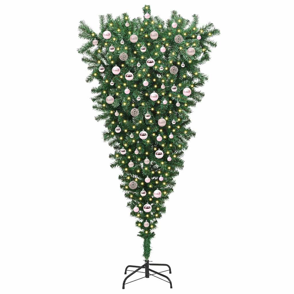 Vidaxx hängender künstlicher Weihnachtsbaum mit Kugelset grün 210 cm PVC