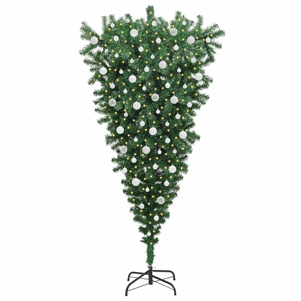 VidaXL umgedrehter künstlicher Weihnachtsbaum mit Beleuchtung und Kugeln aus PVC